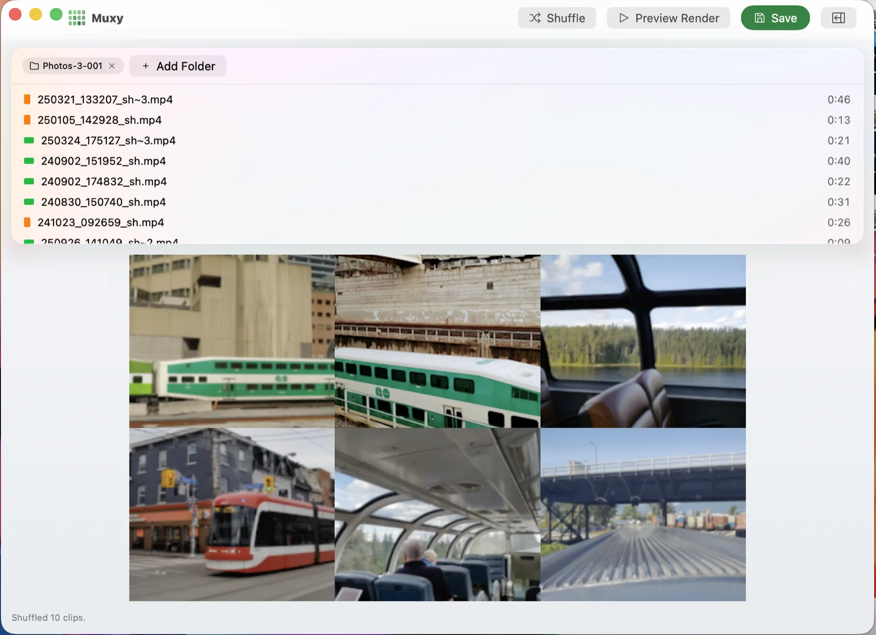 Muxy tiling clips from a folder into a single balanced video wall